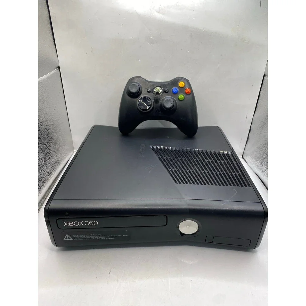 Microsoft Xbox 360 Slim Black 4GB Bundle + wireless Controller TESTED Authentic